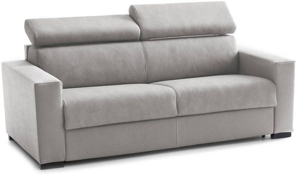 Dmora 2-Sitzer Schlafsofa Aieie, Wohnzimmersofa mit drehbarer Öffnung, verstellbare Kopfstützen und schmale Armlehnen, 100 % Made in Italy, 180 x 95 x 85 cm, Grau