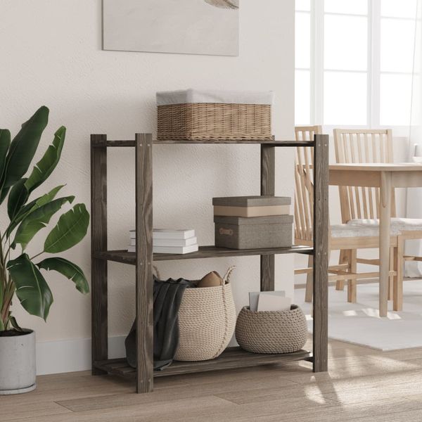 vidaXL Lagerregal mit 3 Böden Grau 80x38x90 cm Massivholz Kiefer 373386