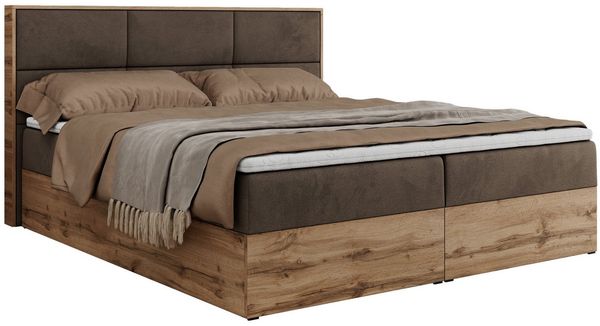 MKS MÖBEL Boxspringbett ALBERO 2 (Packung, Set, Polsterbett, T30-Schaum, Topper T25/Visco, Zwei Bettkästen), Doppelbett, mit Möbelplatten, Multipocket-Matratze, mit Kopfstütze