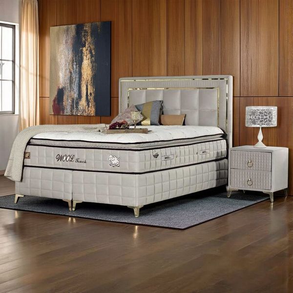 Pointhome Boxspringbett Bss Bedding, Wool Touch, Bett-Set ohne oder mit Nachttischen, H2/H3 (1x H3 Matratze, 2x Bettkasten, 1x Bettkopfteil, 2 optionale Nachttisch), 7 Zonen Allergenfrei & Atmungsaktiv, Orthopädische Matratze mit Topper