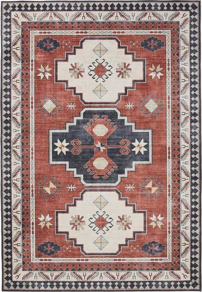 Interiyou Teppich Gent, Rechteckig, Höhe: 5 mm, Vintage Kurzflor für Wohnzimmer, Schlafzimmer, waschbar, pflegeleicht