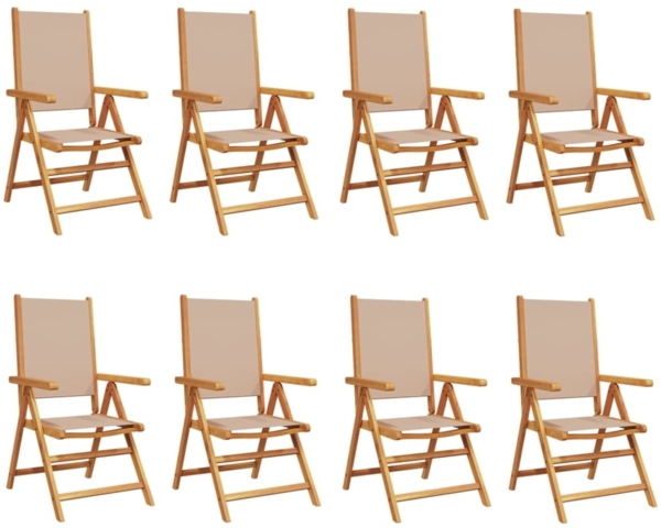 vidaXL Gartenstühle Verstellbar 8 Stk. Taupe Stoff und Massivholz 3214546