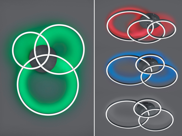 LED Deckenleuchte WINONA dimmbar mit Fernbedienung Schwarz, Breite 78cm Bild 6