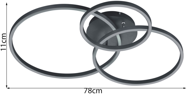 LED Deckenleuchte WINONA dimmbar mit Fernbedienung Schwarz, Breite 78cm Bild 4