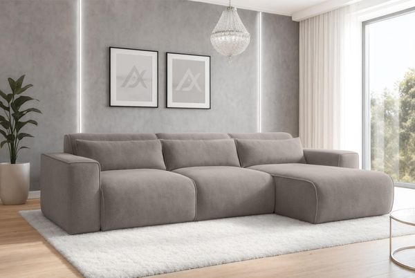 AX LIVING Wohnlandschaft mit Schlaffunktion Ruyam Hellbraun Sofa 310 cm R