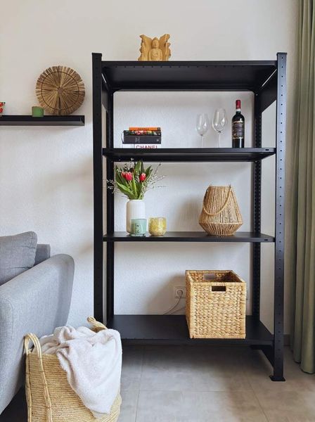 Standregal DONIA, Stahl 150 x 100 x 40 cm, schwarz, modern, industrial design