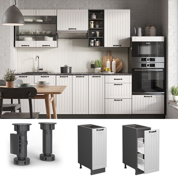 Apothekerschrank Fame-Line Weiß Landhaus 30 cm , AP Eiche Vicco Bild 2