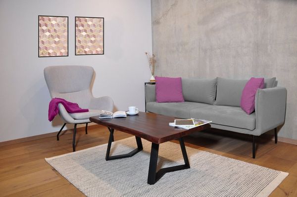 Sitheim-Europe Couchtisch PHOENIX Massiver Baumstamm Couchtisch 110cm Akazienholz Rot Walnuss