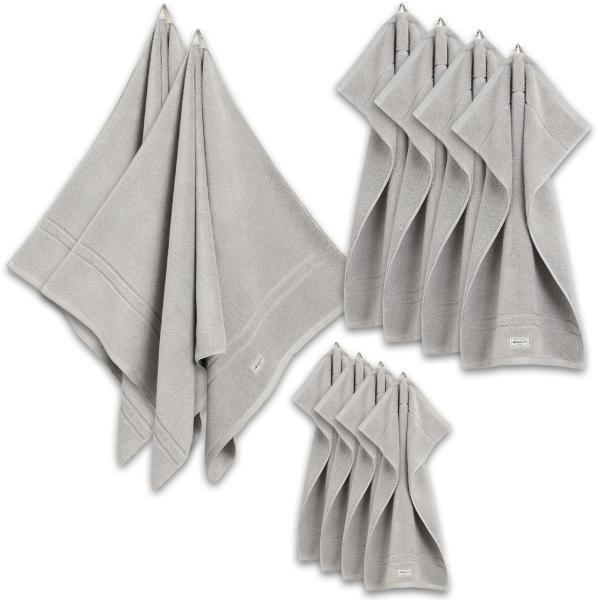 GANT Handtuch Set, 10-tlg. - Premium Towel, 2x Duschtuch, 4x Handtuch, 4x Gästetuch Hellgrau Set