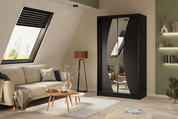 Beautysofa Schiebetürenschrank VOX II mit Spiegel & Schubladen (Schrank modern groß Schiebetüren mit Einlegeböden Kleiderstange, Kleiderschrank Schwebetürenschrank) viele Farben zur Auswahl