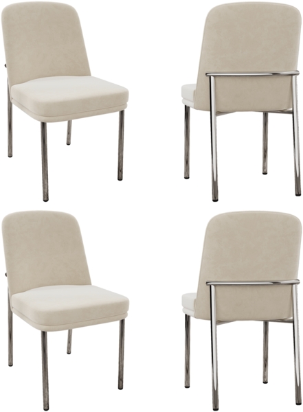 Merax Esszimmerstuhl (Set, 4 St), 4er Set Polsterstühle Küchenstuhl Samt Beige, silberne Metallbeine