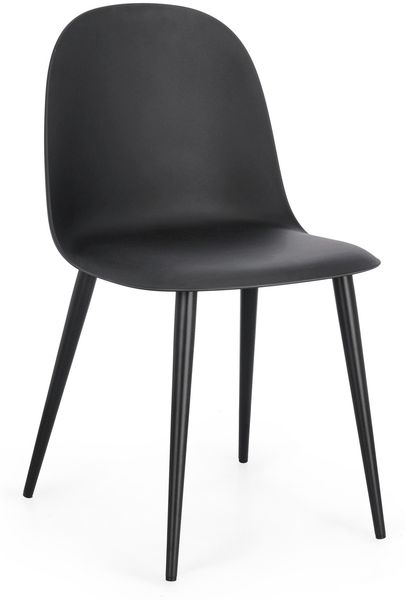Esszimmerstuhl Allini 4er-Set aus Kunststoff, modernes Design, Schwarz, Metallgestell