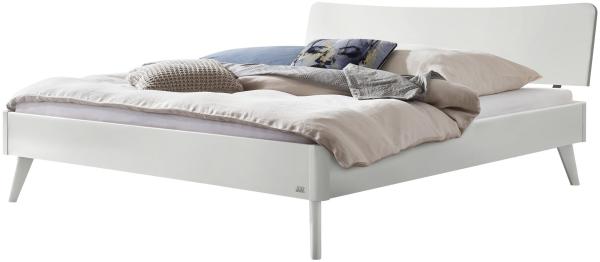 Hasena Lounge Caluso 160x210 Buche weiss deckend, lackiert - Fusshöhe 25 cm Massivholzbett