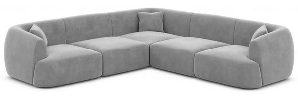 Samtstoff Ecksofa Tabarca L Form - Samtstoff - hellgrau