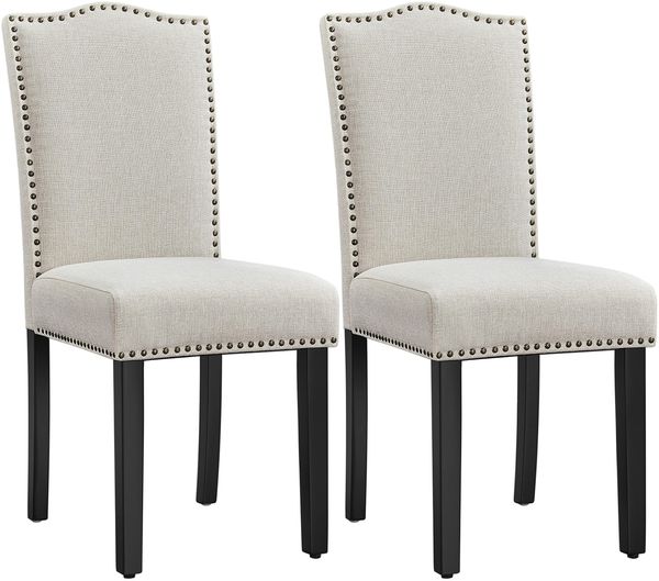 Yaheetech 2er Set Esszimmerstühle Küchenstühle mit Nieten Vielseitiger Polsterstuhl bis 136 kg Belastbar, Moderner Stuhl fürs Küche/Esszimmer/Restaurant Beige