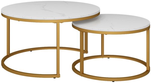 Couchtisch-Set Montreal Weiß/Gold 77 x 40 cm 2 Teile Vicco