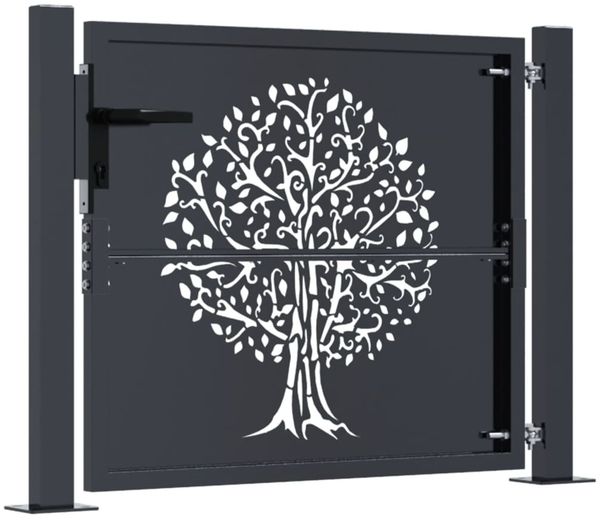 vidaXL Gartentor Anthrazit 100x100 cm Stahl Baum-Design 153155 Bild 4