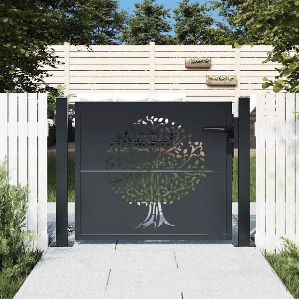 vidaXL Gartentor Anthrazit 100x100 cm Stahl Baum-Design 153155