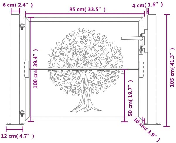 vidaXL Gartentor Anthrazit 100x100 cm Stahl Baum-Design 153155 Bild 9