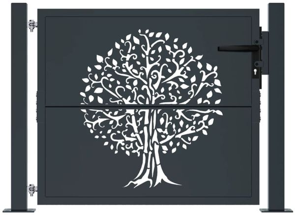 vidaXL Gartentor Anthrazit 100x100 cm Stahl Baum-Design 153155 Bild 3