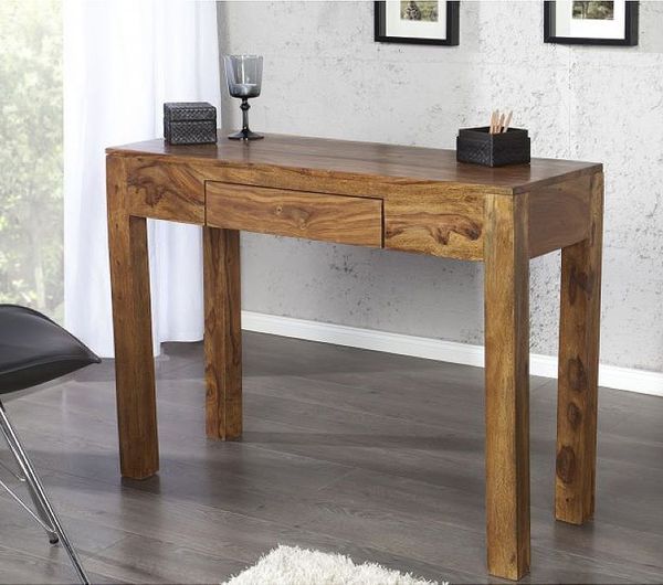 Design Schreibtisch KARA 100cm mit Schublade Konsolentisch massiv Sheesham