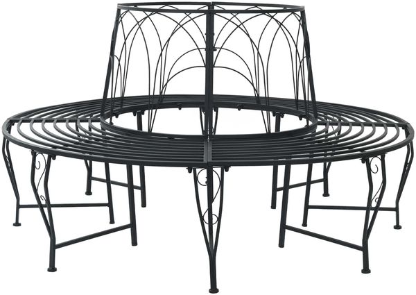 vidaXL Baumbank 8-Sitzanzahl Ø 160x89 cm Stahl Schwarz Rund 42029515