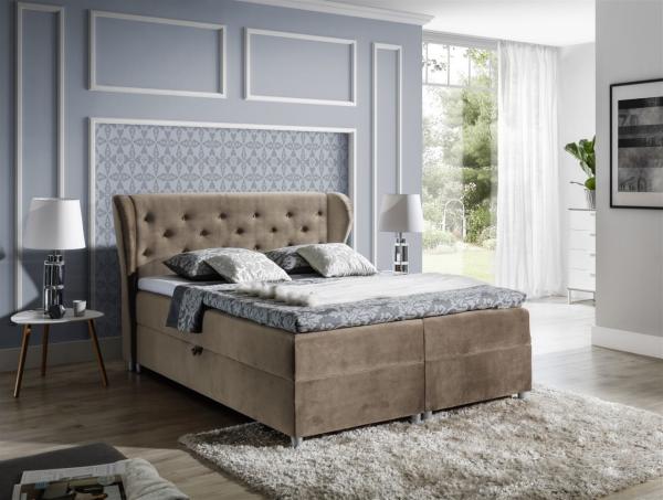 Boxspringbett ARIANNA 140x200 cm Stoff Moca