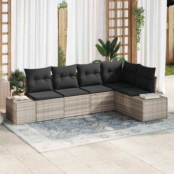 vidaXL Gartensofa-set 5 pcs Hellgrau Poly-Rattan 3347062