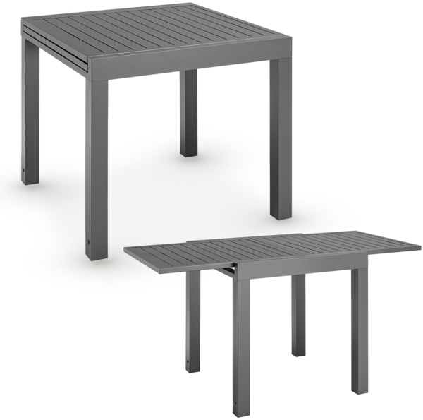 Juskys Gartentisch Laki 80x80 cm ausziehbar - Aluminium Esstisch zum Ausziehen - große Tischplatte - Alu Tisch Balkonmöbel Gartenmöbel Anthrazit