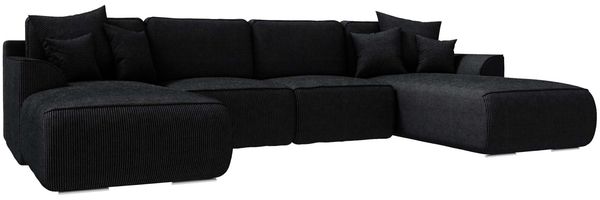 99rooms Gusto Wohnlandschaft Cordstoff POSO Schwarz mit Schlaffunktion