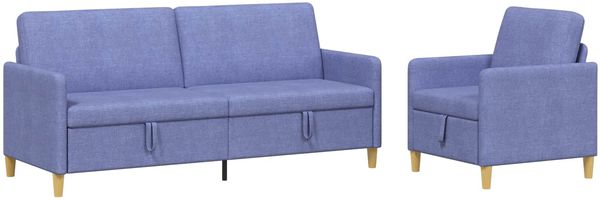 vidaXL Sofa Set mit Stauraum 2 pcs Jeans blau Polyester 3429245 Bild 2