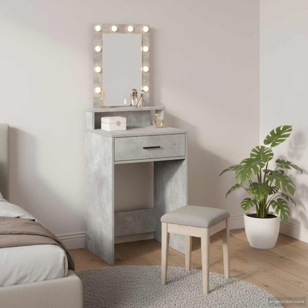 Schminktisch, Kosmetiktisch mit Schubladen Grau 50 x 41 x 140 cm Holzwerkstoff