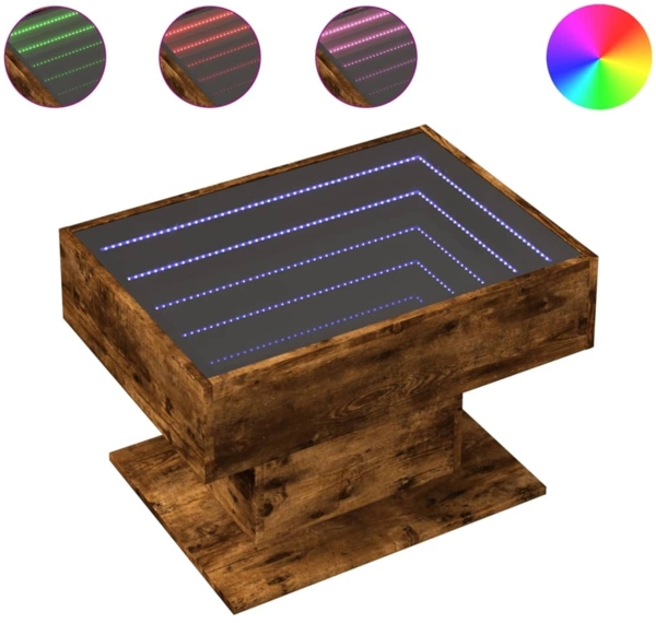 vidaXL LED-Couchtisch Räuchereiche 70x50x45 cm Holzwerkstoff 847536