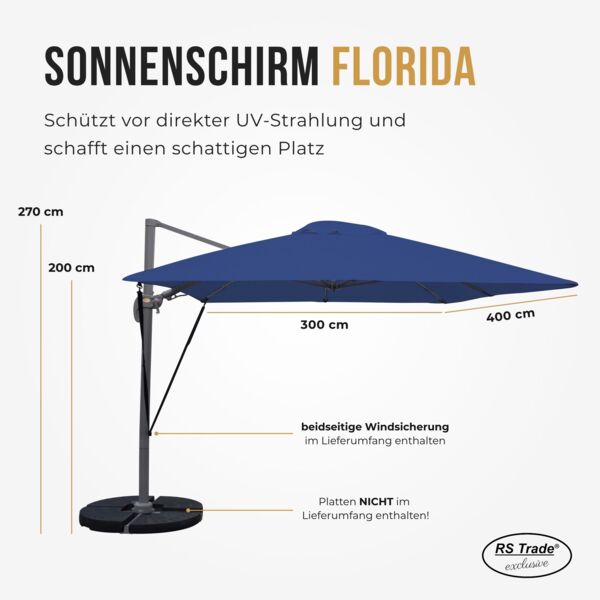Sonnenschirm dunkelblau 3 x 4 Meter Bild 3
