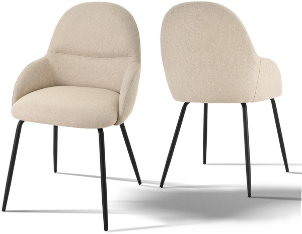 GOEURVANT 1438 Esszimmerstühle 2er-Set, Webstoff - Beige
