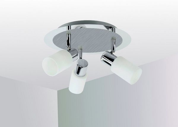 TRANGO LED Deckenleuchte, 3-flammig 2007-38R LED Deckenlampe in Rondell Chrom-Optik & ALU gebürstet *GRACE* inkl. 3x G9 LED Leuchtmittel 3.000K warmweiß Badleuchte, Flurleuchte, Küchenleuchte, Schwenkbare LED Deckenspots, Kronleuchter