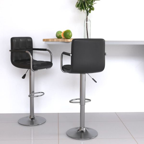 vidaXL Barhocker 2 Stk. Schwarz Kunstleder, Drehbar [334594]