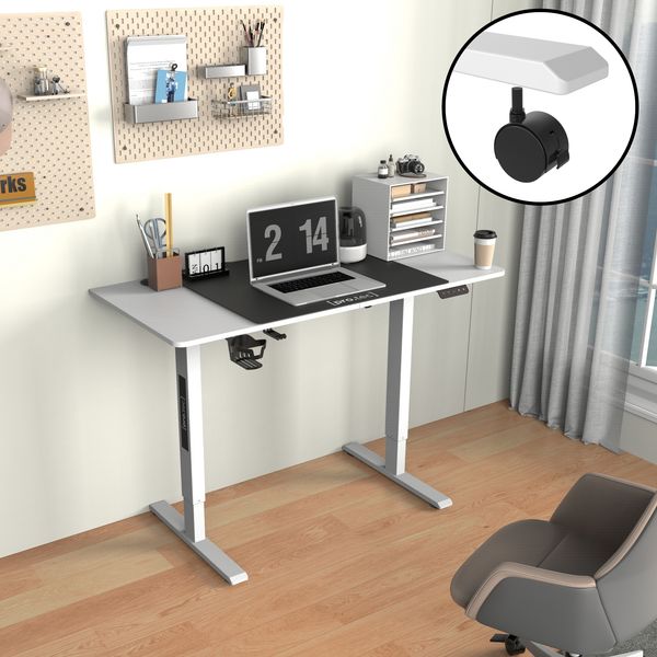 Höhenverstellbarer Tisch mit Rollen Stryn 120x60 cm Weiß [pro. tec]