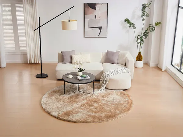 Vente-unique - DOLCE Teppich Stoff Beige - B 200 cm x H 4 cm x L 200 cm