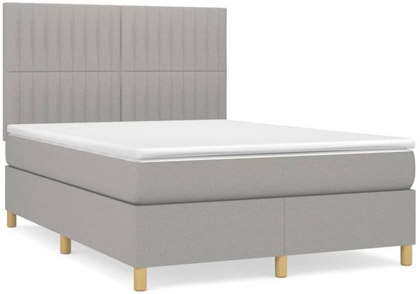 vidaXL Polsterbett mit Matratze Hellgrau 140x200 cm Stoff Bild 2