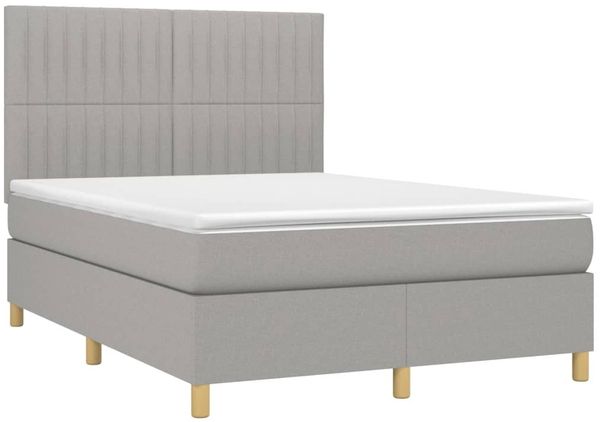 vidaXL Polsterbett mit Matratze Hellgrau 140x200 cm Stoff Bild 3
