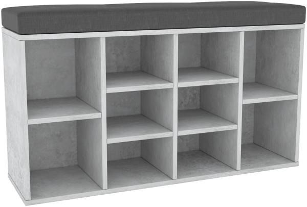 Domando Schuhschrank Loreto M1 Modern für Flur Breite 104cm, mit gemütlichem Sitzkissen in Beton