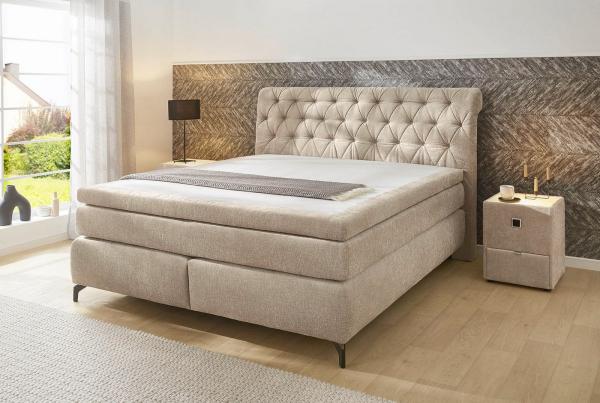 Jockenhöfer 'Scarlett' Boxspringbett, 180x200 cm, Chenille Beige