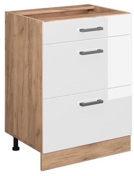 Küchenunterschrank R-Line Weiß Hochglanz 60 cm mit Schubladen, ohne Arbeitsplatte Vicco Bild 4