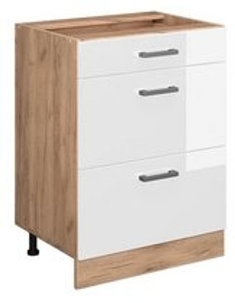 Küchenunterschrank R-Line Weiß Hochglanz 60 cm mit Schubladen, ohne Arbeitsplatte Vicco Bild 6