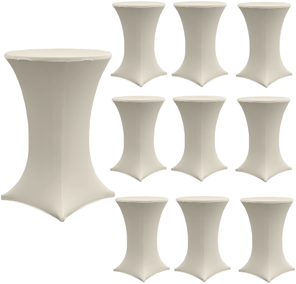 10er Set Stehtischhusse Stretch beige Partytisch Bistrotisch 80cm