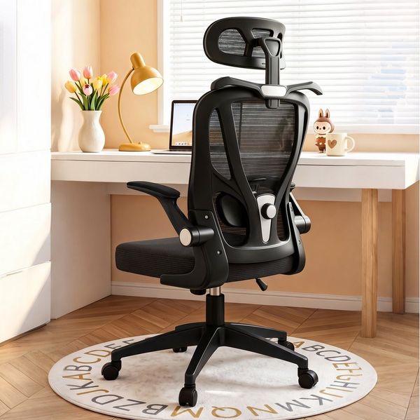 POPOLIC Bürostuhl Ergonomischer, verstellbarer Bürostuhl aus Netzgewebe – schwarz-weiß
