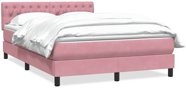 vidaXL Boxspringbett mit Matratze Rosa 140x220 cm Samt 3316550 Bild 2