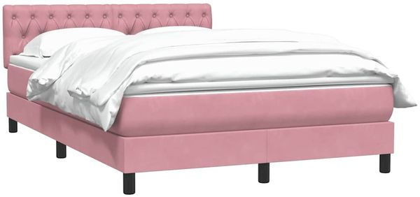 vidaXL Boxspringbett mit Matratze Rosa 140x220 cm Samt 3316550 Bild 3