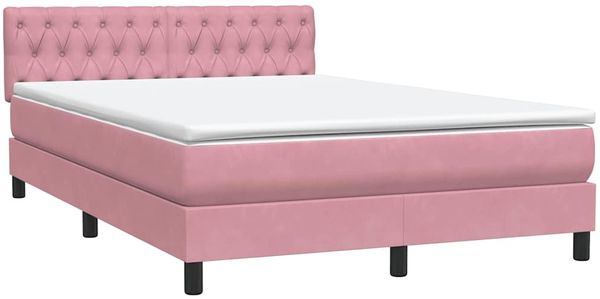 vidaXL Boxspringbett mit Matratze Rosa 140x220 cm Samt 3316550 Bild 4